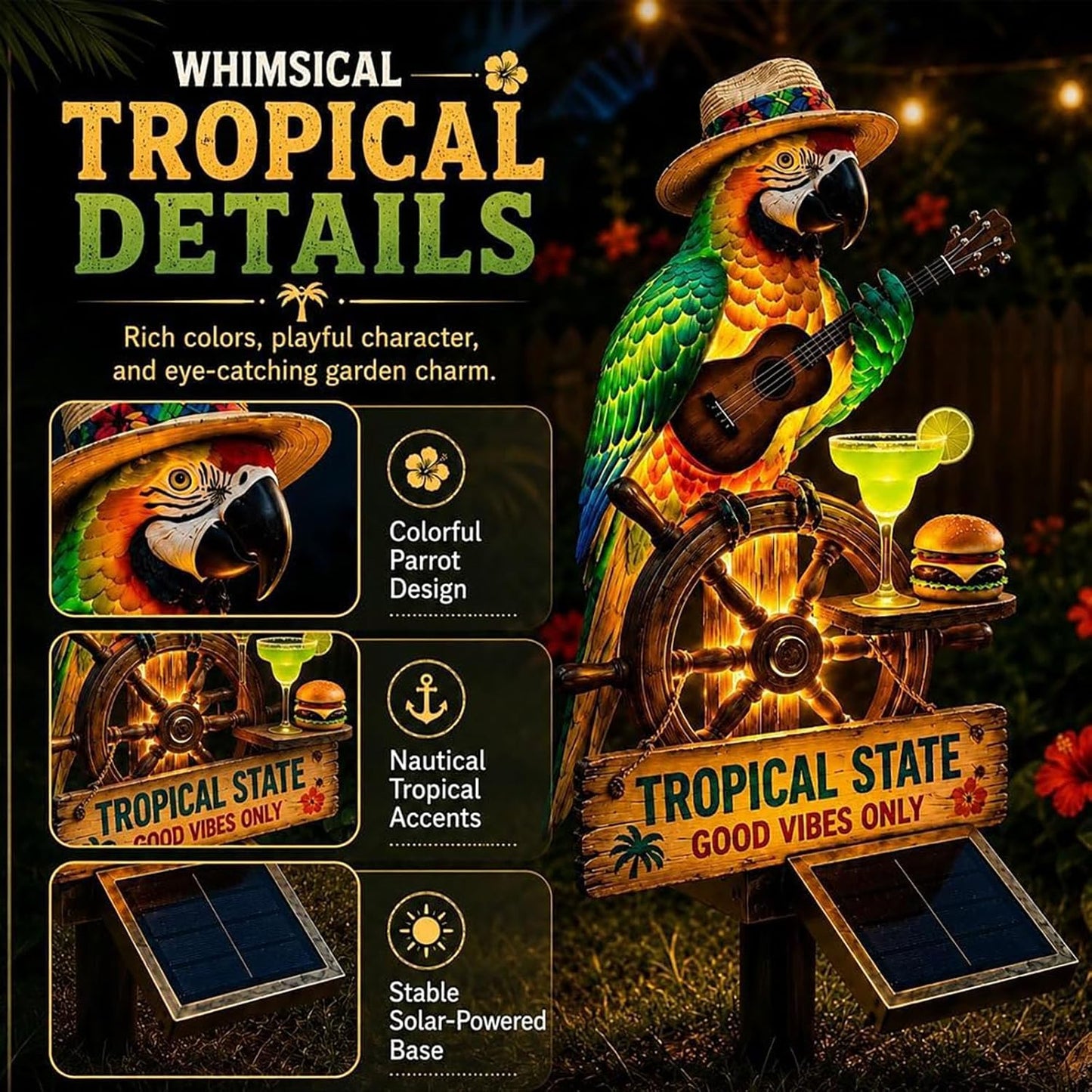 Solar-Powered Tropical Parrot Garden Light - Outdoor LED Yard Decor For Patio, Pathway & Garden