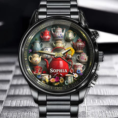 Vintage Tea Bliss Watch – Personalized Gift with Floral and Teapot Charm