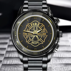 Montre personnalisée avec nom de pompier du service d'incendie