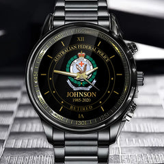 Montre personnalisée avec nom et heure du logo de la police australienne