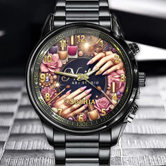 Personalized Nail Art Watch - Add Your Name to the Glamorous Design