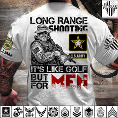 Personalized Long Range Shooting Veteran Shirt - Add Your Military Branch, Rank, and Name