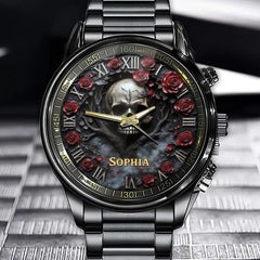 Personalized Gothic Rose Watch with Your Name - Romance in Every Hour