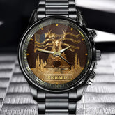 Hunting Enthusiasts' Personalized Watch - Embellished with Alphabet Initials for a Personal Touch