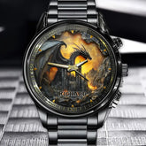 Personalized Medieval Castle & Dragon Watch – Custom Name on Fantasy Dial
