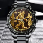 Personalized Christmas Bigfoot Watch - Custom Name, Distinctive Forest & Cryptid Timepiece