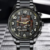 Personalized Rebel Biker Watch - Edgy Motorcycle & Leather Jacket Dial