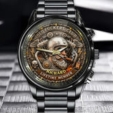 Personalized Old Fuckers Club Watch - Biker Helmet & Gear Theme with Custom Name Option