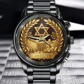 Personalized Hanukkah Heritage Watch – Custom Name Edition with Jewish Symbols