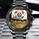 Personalized Golden Korea Legacy Watch – Custom Name, Cultural Symbols
