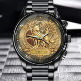Personalized Nordic Wolf Crest Watch – Custom Name, Mythic Heritage