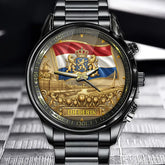 Personalized Golden Netherlands Watch – Custom Name, National Icons Collector