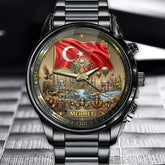 Personalized Turkey Heritage Watch – Custom Name With Turkish Flag and Emblem