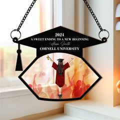 Graduation A Sweet Ending - Personalized Window Hanging Suncatcher Ornament