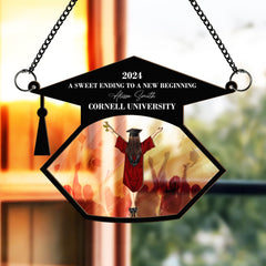 Graduation A Sweet Ending - Personalized Window Hanging Suncatcher Ornament