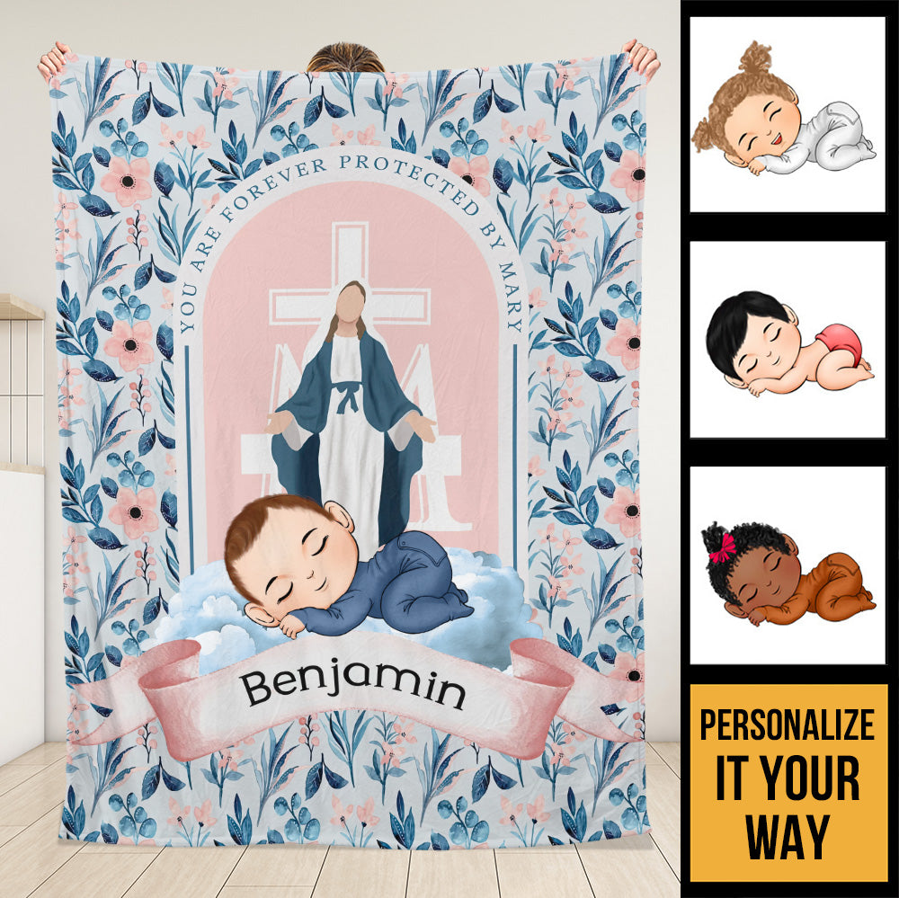 Couverture pour bébé Protected By Mary - Couverture personnalisée