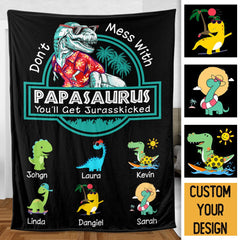 Personalisierte Decke mit Namen - Papasaurus Hawaii Version