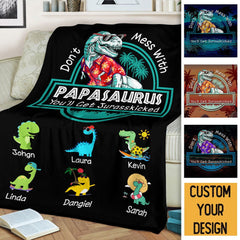 Personalisierte Decke mit Namen - Papasaurus Hawaii Version