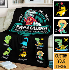 Personalisierte Decke mit Namen - Papasaurus Hawaii Version