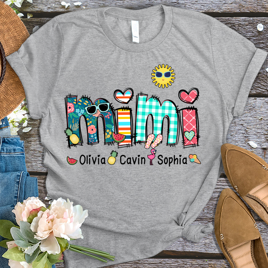 Custom Grandma Summer Holiday Shirt, Nickname And Kids Summer Trend T-Shirt
