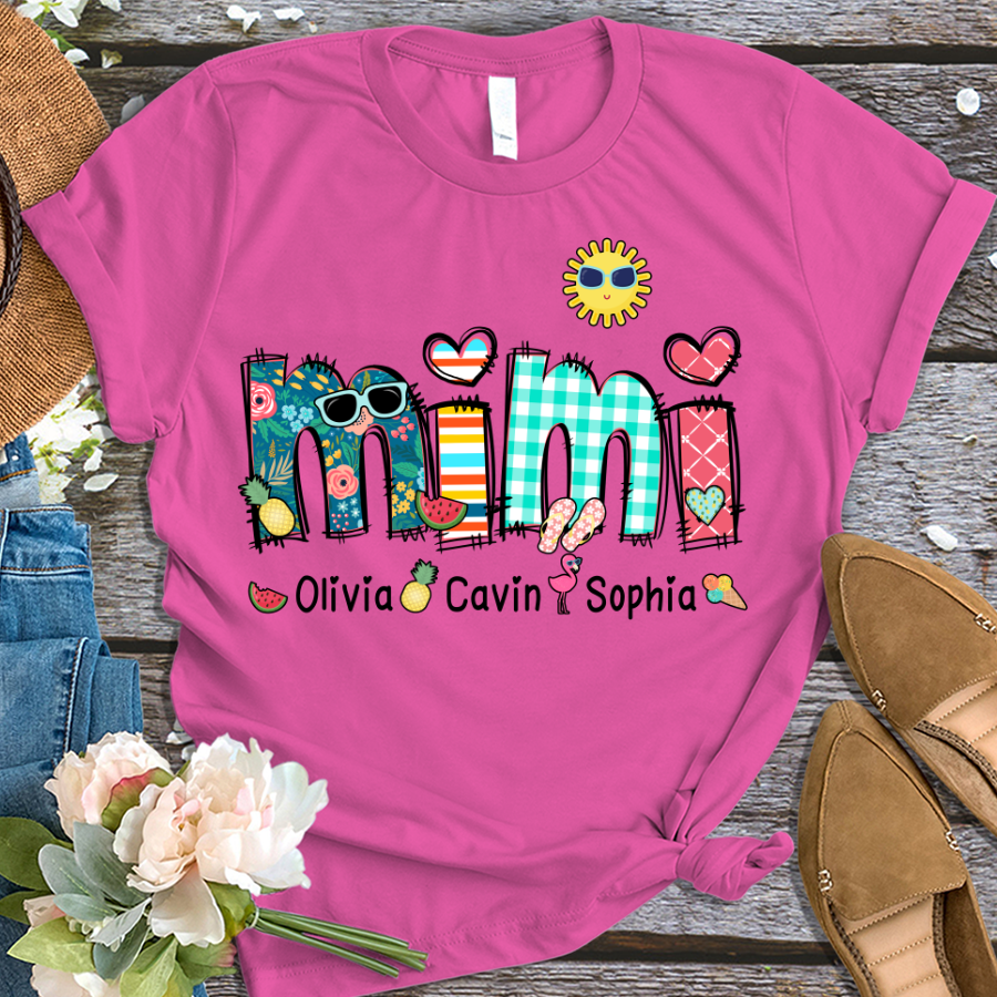 Custom Grandma Summer Holiday Shirt, Nickname And Kids Summer Trend T-Shirt