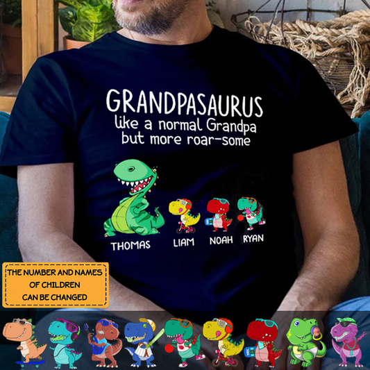 Opasaurus wie ein normaler Opa, aber brüllender, personalisiertes Vatertagsshirt