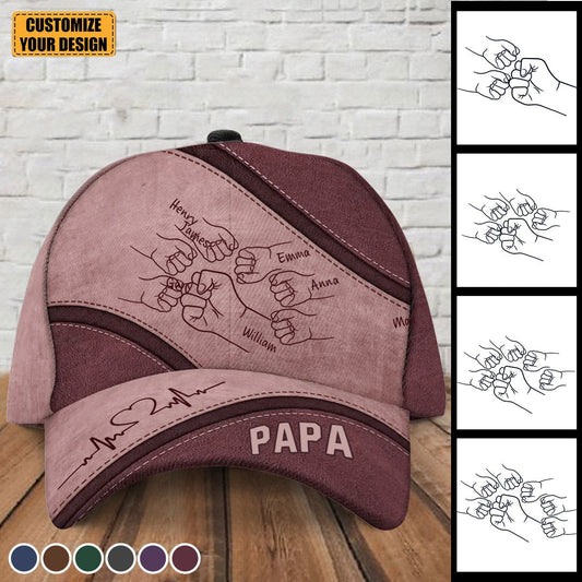 Outline Fist Bump Daddy Opa personalisierte klassische Mütze, Vatertagsgeschenk für Papa, für Opa, für Ehemann