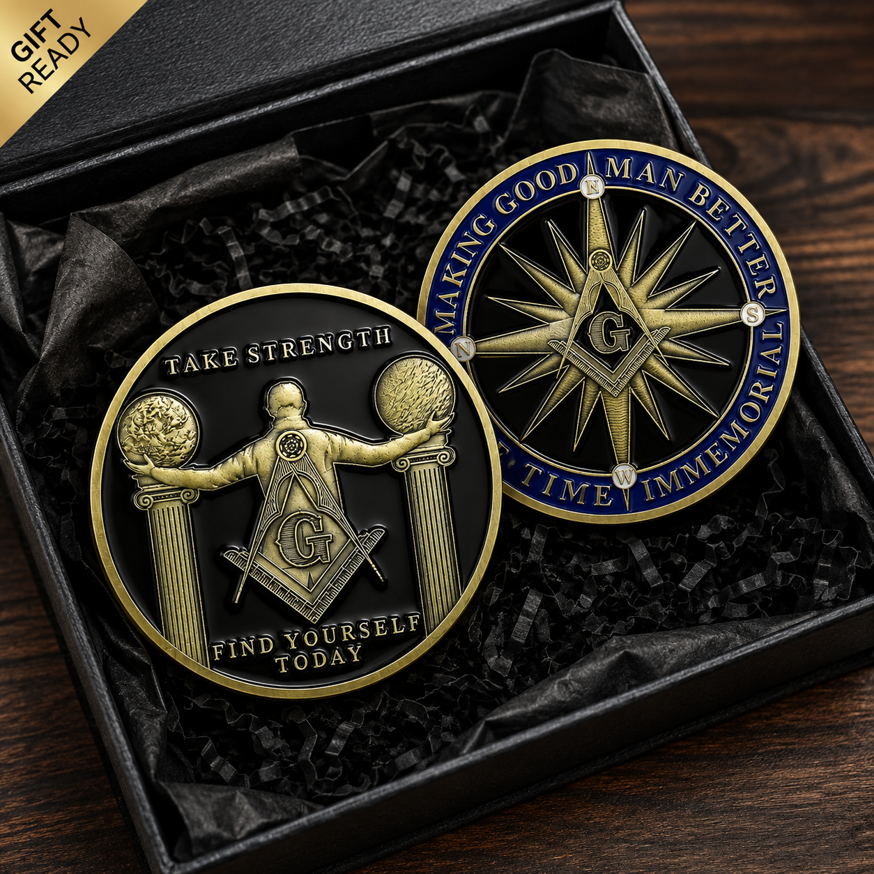 Masonic Making Good Man Better Challenge Coin – Double-Sided Freemason Collectible Gift