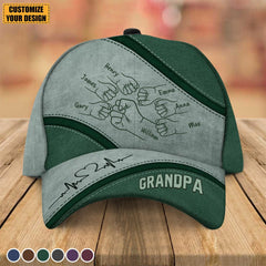 Outline Fist Bump Daddy Grandpa Personalized Classic Cap, Father's Day Gift For Dad, For Grandpa, For Husband