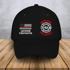 Drapeau personnalisé des pompiers américains Nom personnalisé, département et identifiant Casquette noire imprimée