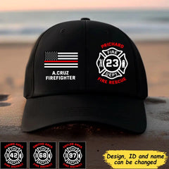 Drapeau personnalisé des pompiers américains Nom personnalisé, département et identifiant Casquette noire imprimée