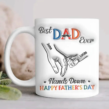 Personalisierte 3D-Kaffeetasse für Papa mit Kindern – Bester Papa aller Zeiten – Vatertagsgeschenk