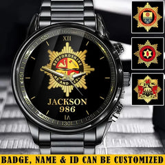 Personalized UK Firefighter Logo Custom Name & ID Watch