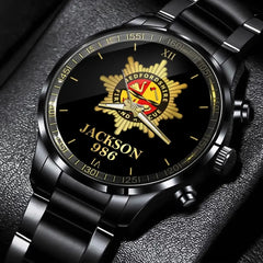 Personalized UK Firefighter Logo Custom Name & ID Watch