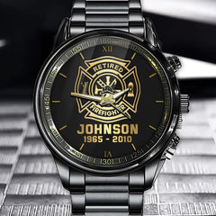 Personalized Retired Firefighter Custom Name & Served Time Watch