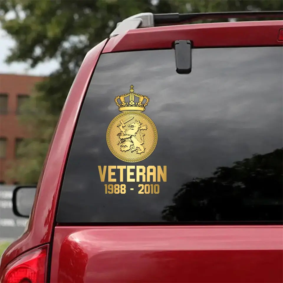 Personalisierter Aufkleber mit Aufdruck „Niederländischer Militärveteran im Ruhestand“