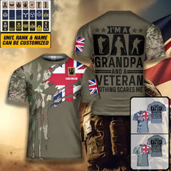 Personalized UK Soldier/ Veteran Camo With Name And Rank T-Shirt 3D Printed