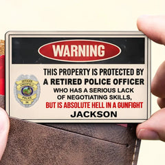 This Property is Protected by a Veteran/Police Officer/Firefighter - Custom Aluminum Wallet Card