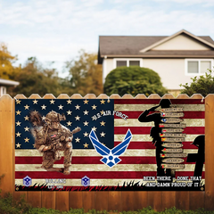 Veterans Day Special, Custom Fence Banner - Personalize with Branch, Rank, and Locations