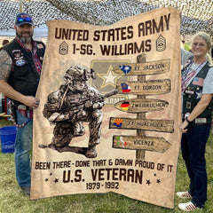 Proud Service Journey Blanket Custom Military Keepsake US Veteran Tribute Blanket for Heroes