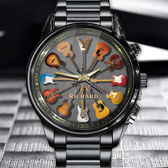 Personalized Rock Around the Clock Guitar Watch for Music Lovers