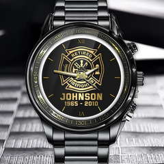 Personalisierter Feuerwehrmann im Ruhestand, benutzerdefinierter Name und Dienstzeit Armbanduhr