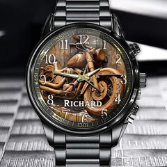 Personalized Woodgrain Vintage Cruiser Motorcycle Watch