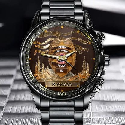 Serve And Protect - Personalized Police Officer Badge Watch