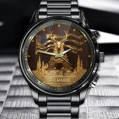 Hunting Enthusiasts' Personalized Watch - Embellished with Alphabet Initials for a Personal Touch