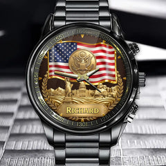 Personalized USA Pride Watch – Custom Name Edition with Iconic Landmarks