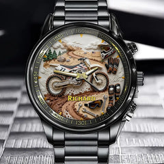 Personalized Dirt Bike Enthusiast Watch - Custom Motocross Gear & Track Theme