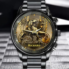 Personalized Dino Explorer T-Rex Watch – Add Your Name, Ancient World Theme