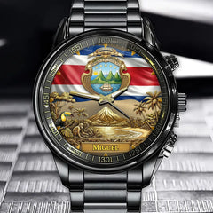 Personalized Costa Rica Coat Of Arms Watch – Custom Name For Proud Ticos