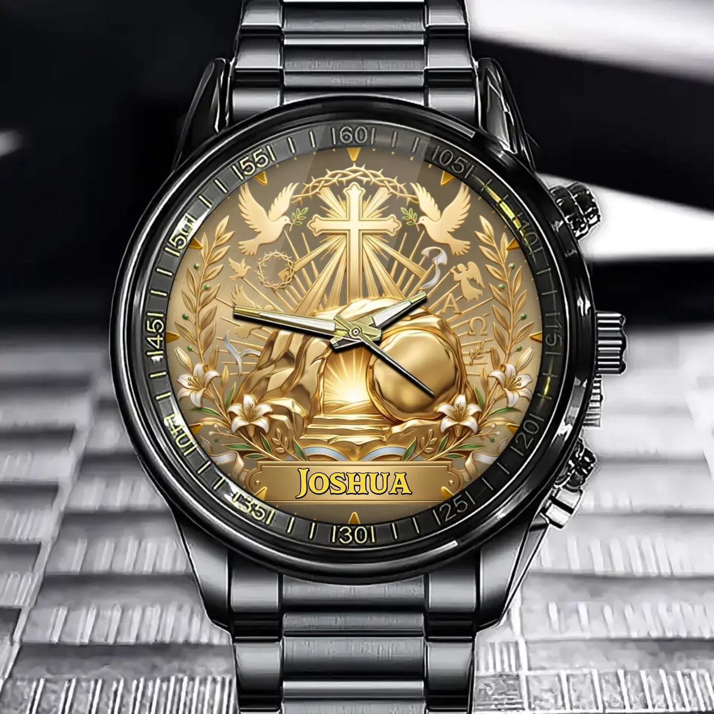 Personalized Christian Resurrection Cross Watch – Religious Faith Timepiece